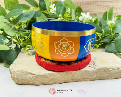 6″ Seven Chakra Tibetan Singing Bowl – Solid Brass Meditation & Healing Bowl - Home & Living