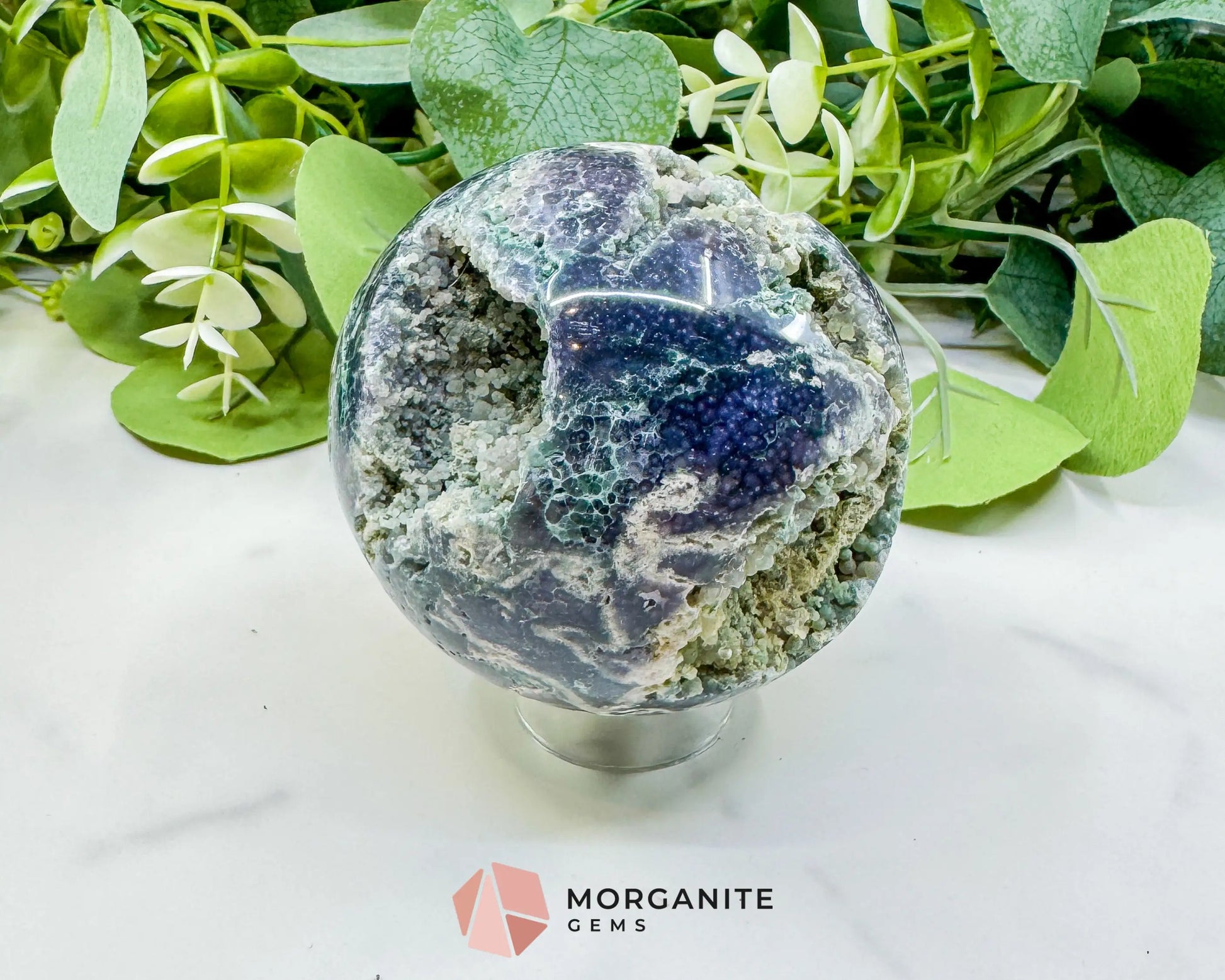 Museum-Grade Grape Agate Sphere No. 5 (72mm) – Massive 15.7oz Botryoidal Chalcedony – Premier Collector Specimen