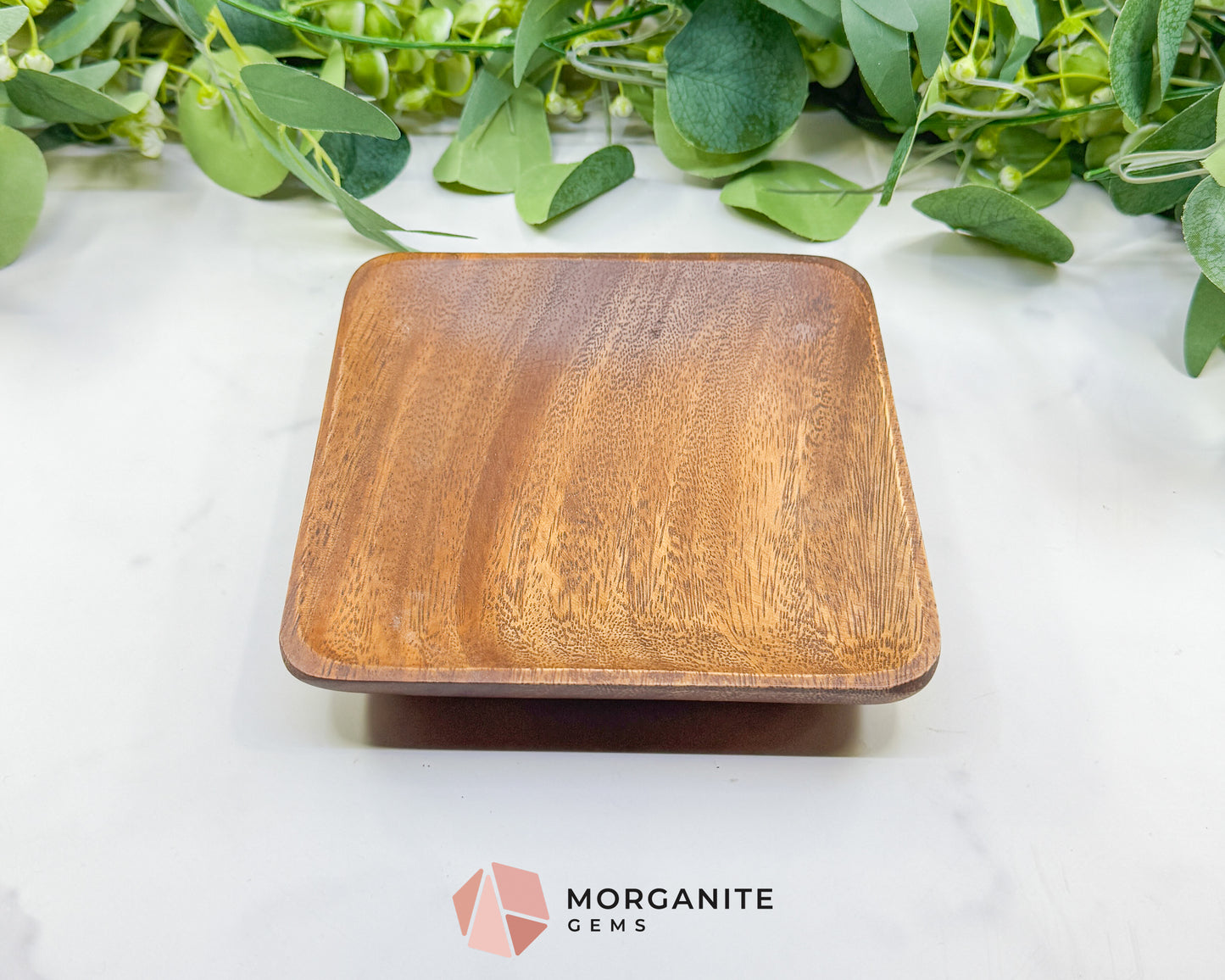 Handcrafted Wood Square Display Plate – 6" Natural Decorative Dish for Crystals, Jewelry, & Altar Offerings