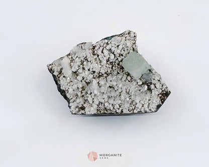 80g Green Apophyllite Cube with Stilbite on Chalcedony Base – Unique Crystal Specimen-Morganite Gems