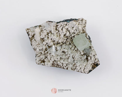 80g Green Apophyllite Cube with Stilbite on Chalcedony Base – Unique Crystal Specimen-Morganite Gems