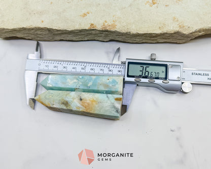 Amazonite Tower Point Crystal 3.4-3.7" | Calming Truth Stone for Throat Chakra & Communication
