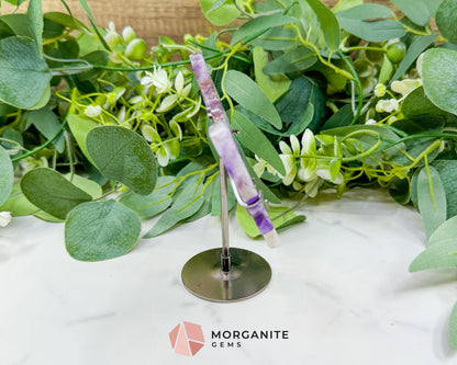 Amethyst Butterfly Wings on Stand No. 1 – 5.3" Hand-Carved Purple Quartz Wings – Crown Chakra Crystal for Peace & Transformation