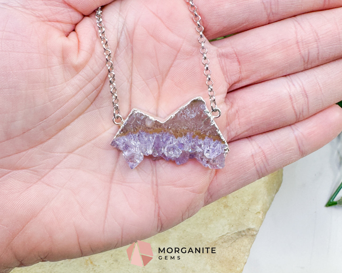 One-of-a-Kind Polished Amethyst Mountain Necklace – Hand-Shaped Druzy Crystal Peaks – Unique Purple Quartz Jewelry for Peace & Intuition