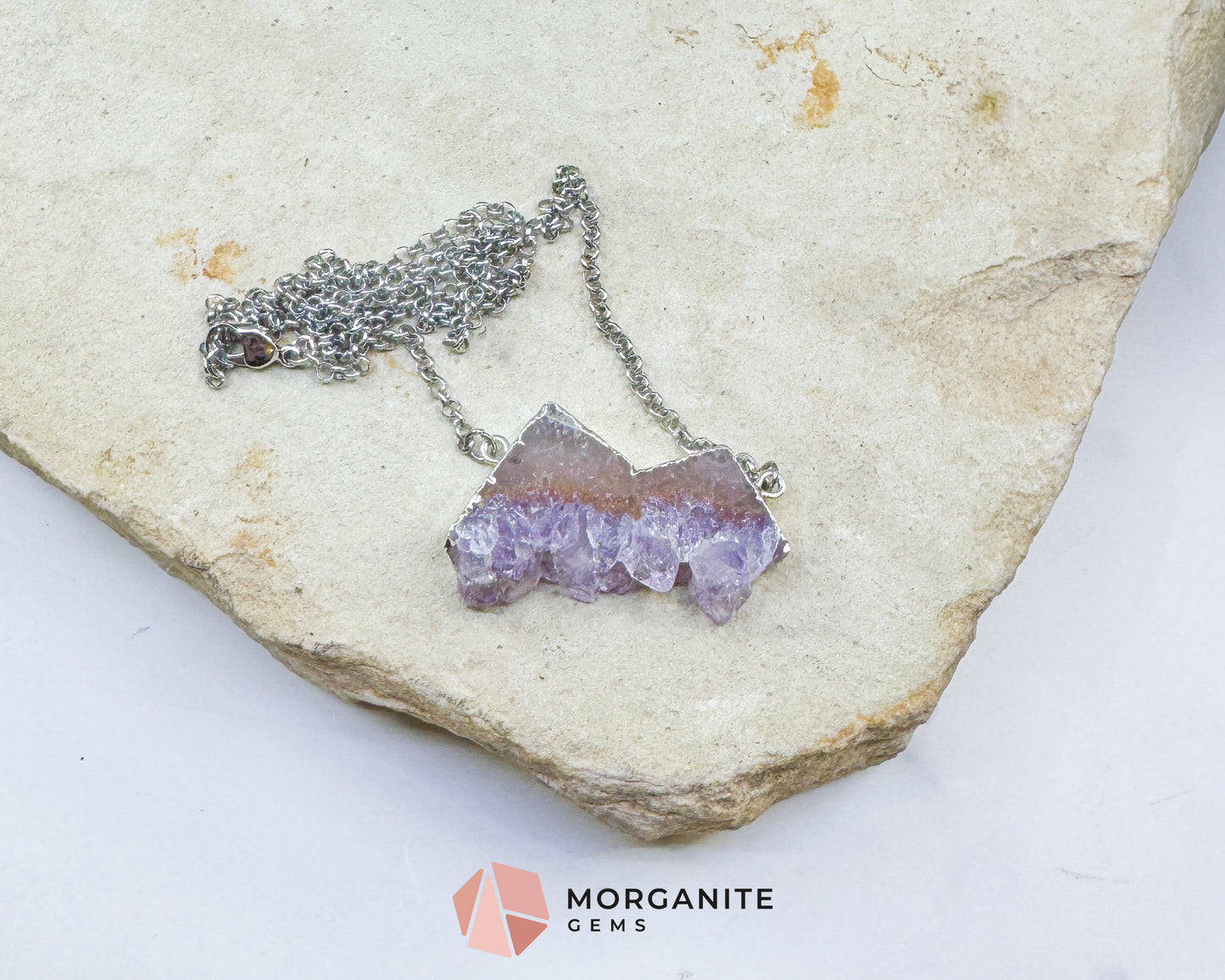One-of-a-Kind Polished Amethyst Mountain Necklace – Hand-Shaped Druzy Crystal Peaks – Unique Purple Quartz Jewelry for Peace & Intuition