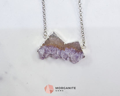 One-of-a-Kind Polished Amethyst Mountain Necklace – Hand-Shaped Druzy Crystal Peaks – Unique Purple Quartz Jewelry for Peace & Intuition