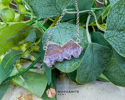 One-of-a-Kind Polished Amethyst Mountain Necklace – Hand-Shaped Druzy Crystal Peaks – Unique Purple Quartz Jewelry for Peace & Intuition