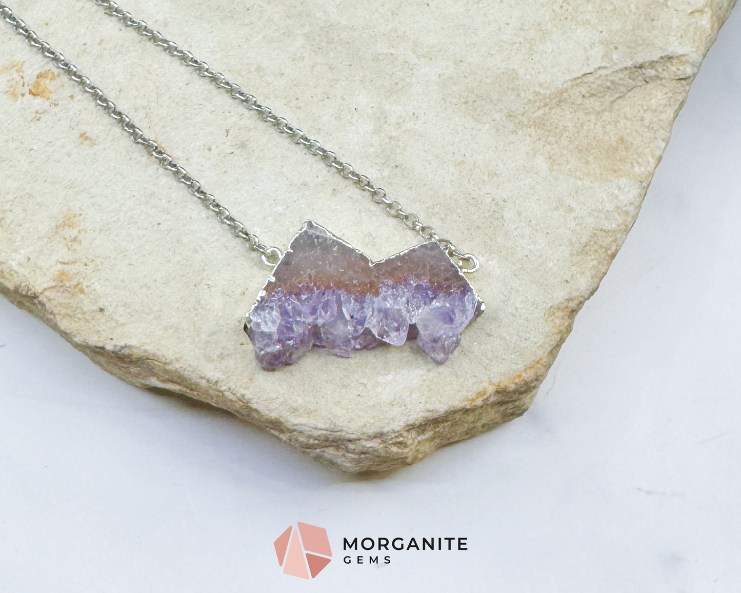 One-of-a-Kind Polished Amethyst Mountain Necklace – Hand-Shaped Druzy Crystal Peaks – Unique Purple Quartz Jewelry for Peace & Intuition