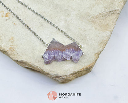 One-of-a-Kind Polished Amethyst Mountain Necklace – Hand-Shaped Druzy Crystal Peaks – Unique Purple Quartz Jewelry for Peace & Intuition