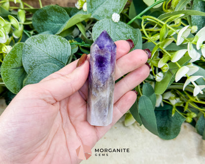 Chevron Amethyst Tower Crystal Point | Banded Healing Generator for Meditation Altar & Spiritual Protection