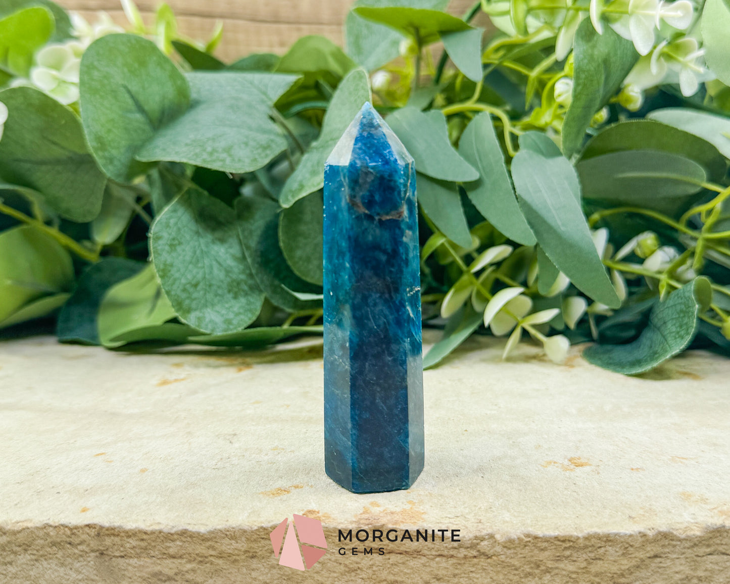 Apatite Tower Point Crystal – Blue Green Apatite Obelisk for Clarity Motivation Throat Chakra Energy