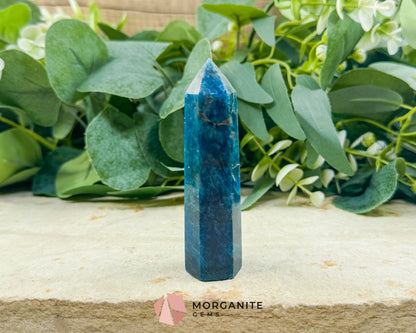 Apatite Tower Point Crystal – Blue Green Apatite Obelisk for Clarity Motivation Throat Chakra Energy