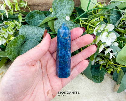 Apatite Tower Point Crystal – Blue Green Apatite Obelisk for Clarity Motivation Throat Chakra Energy