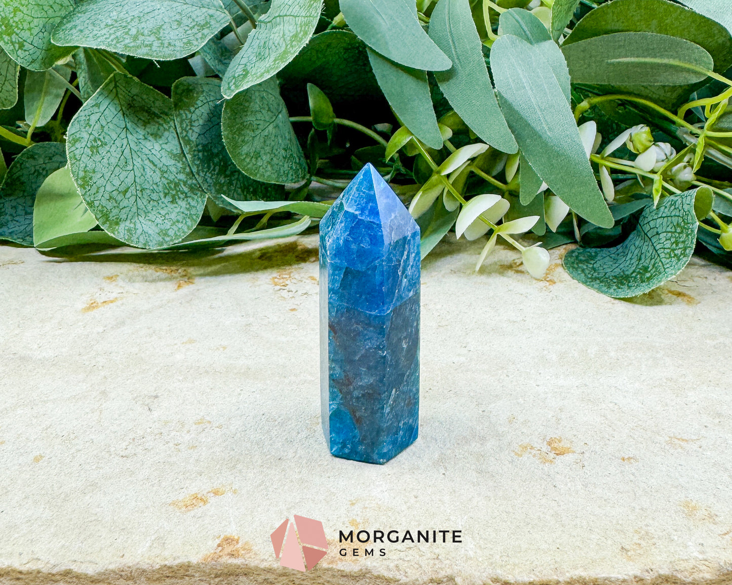 Apatite Tower Point Crystal – Blue Green Apatite Obelisk for Clarity Motivation Throat Chakra Energy