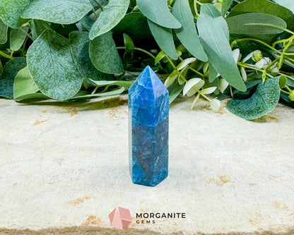 Apatite Tower Point Crystal – Blue Green Apatite Obelisk for Clarity Motivation Throat Chakra Energy