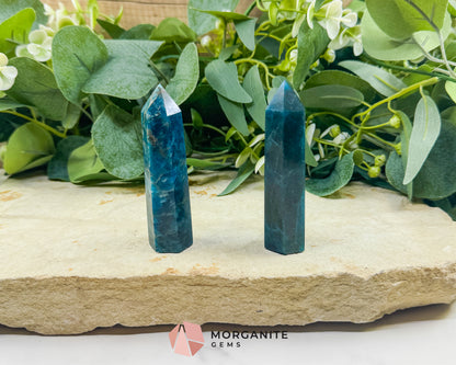 Apatite Tower Point Crystal – Blue Green Apatite Obelisk for Clarity Motivation Throat Chakra Energy