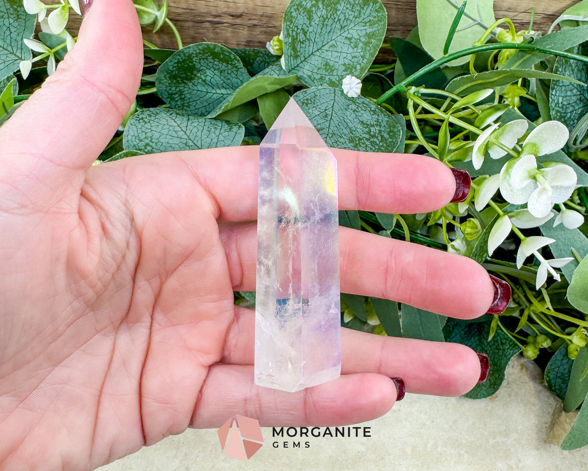 Aura Quartz Tower Point | Rainbow Crystal Generator for Meditation Energy Cleansing & Altar