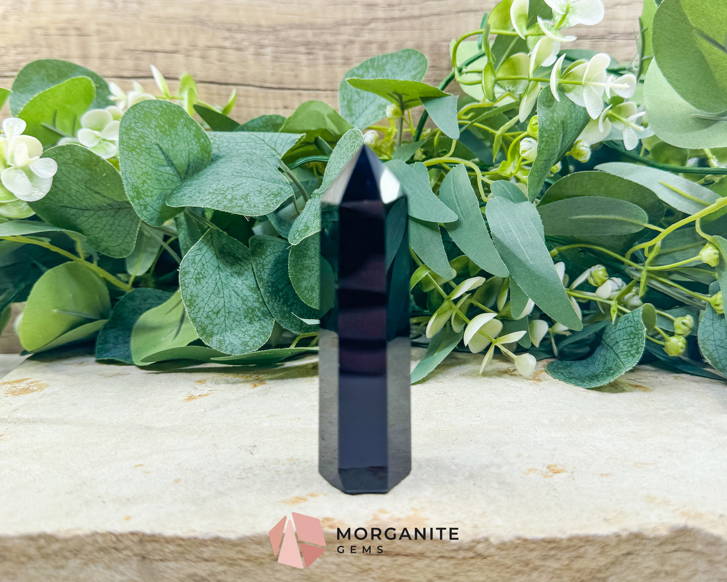 Black Obsidian Tower Point 3.5 Inch Crystal Generator Protection Grounding Root Chakra Healing