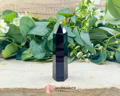 Black Obsidian Tower Point 3.5 Inch Crystal Generator Protection Grounding Root Chakra Healing