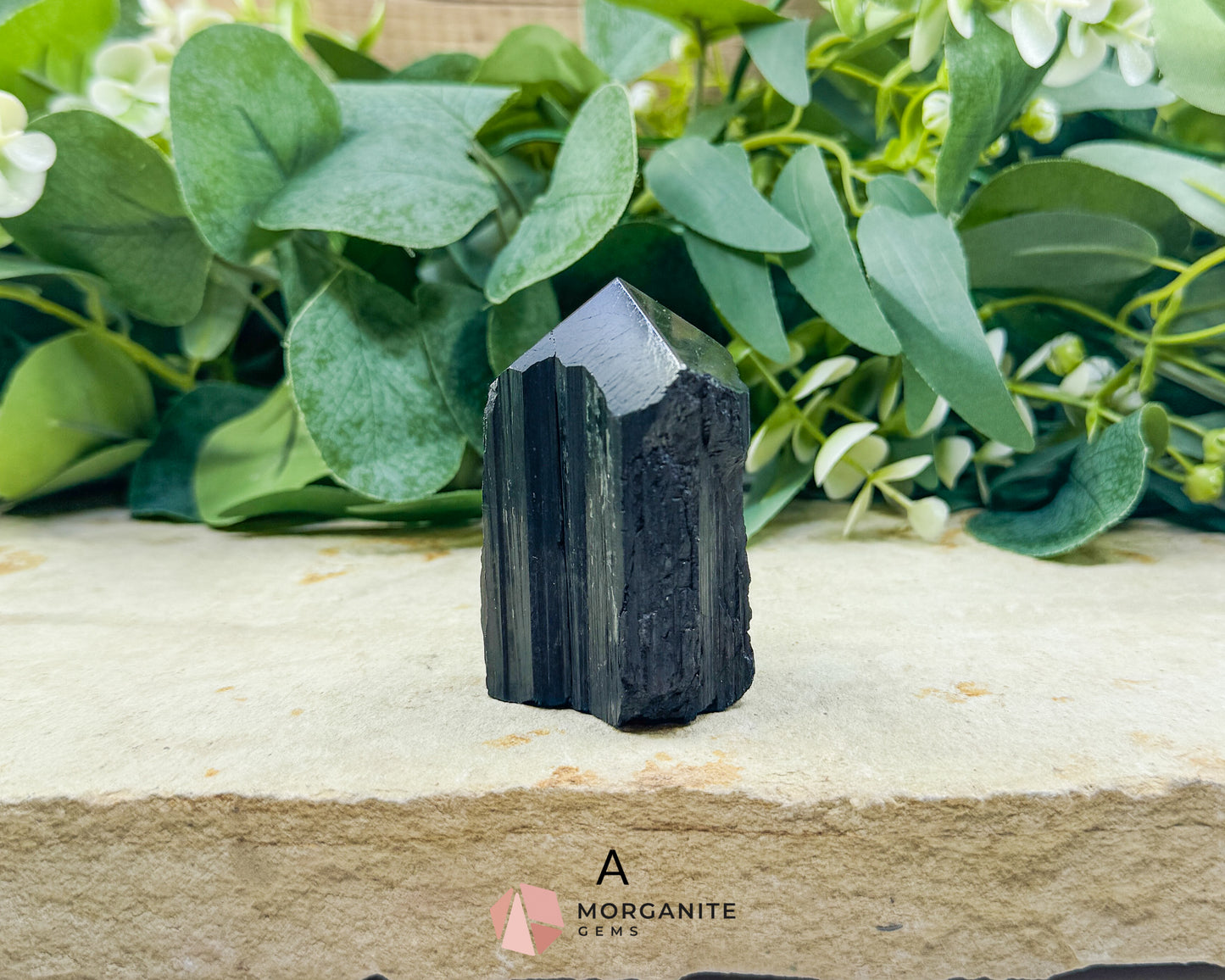 Black Tourmaline Tower Point Rough Sides Polished Top Crystal for Protection Grounding Root Chakra Energy