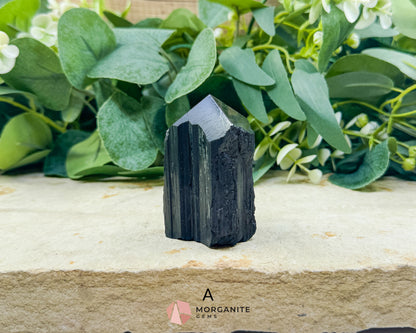 Black Tourmaline Tower Point Rough Sides Polished Top Crystal for Protection Grounding Root Chakra Energy