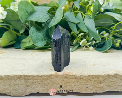 Black Tourmaline Tower Point Rough Sides Polished Top Crystal for Protection Grounding Root Chakra Energy