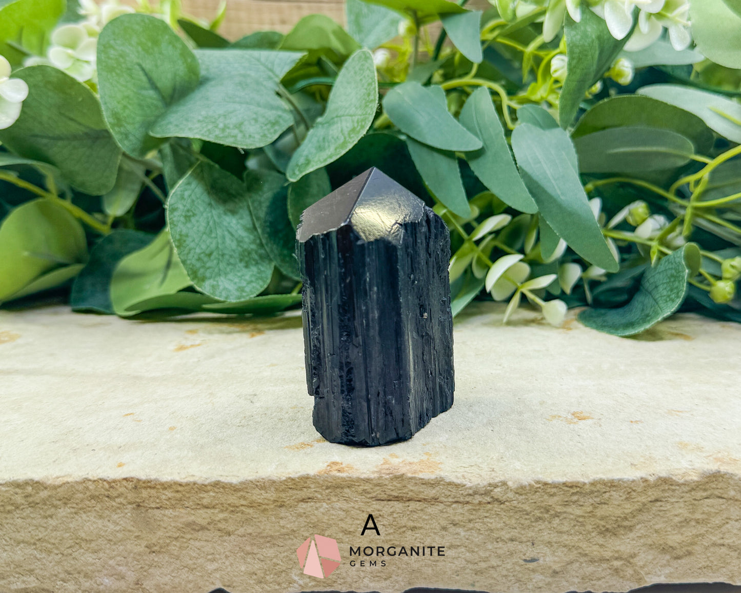 Black Tourmaline Tower Point Rough Sides Polished Top Crystal for Protection Grounding Root Chakra Energy