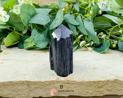 Black Tourmaline Tower Point Rough Sides Polished Top Crystal for Protection Grounding Root Chakra Energy