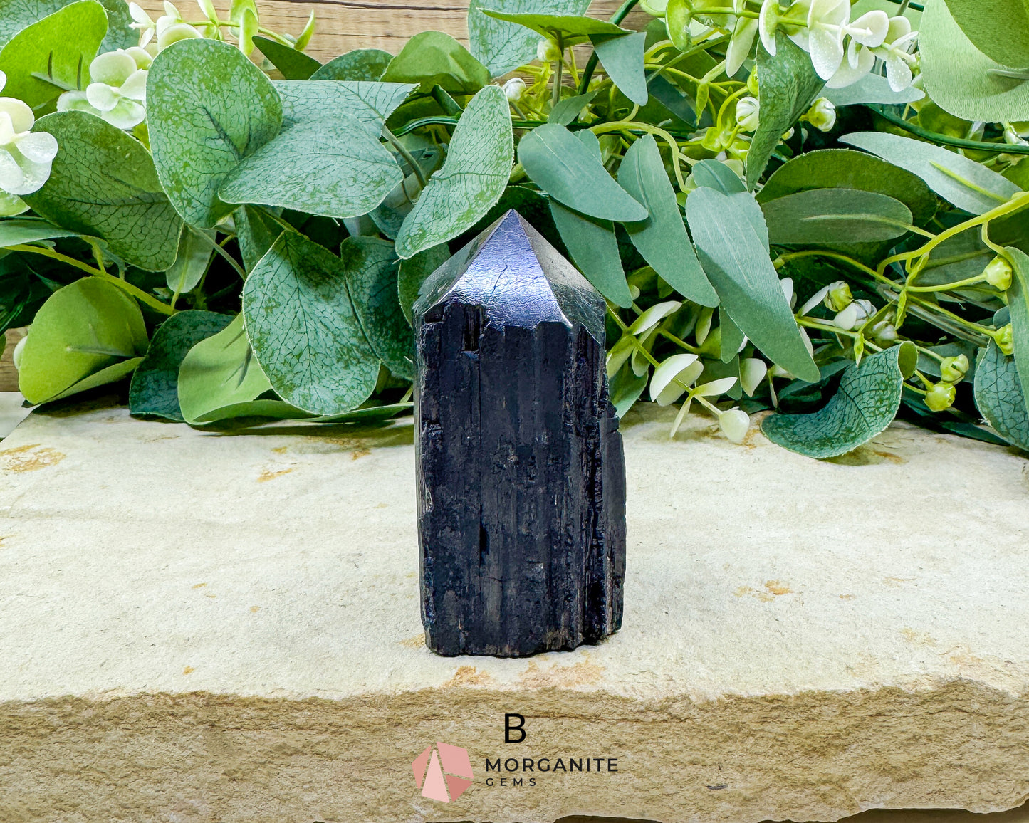 Black Tourmaline Tower Point Rough Sides Polished Top Crystal for Protection Grounding Root Chakra Energy