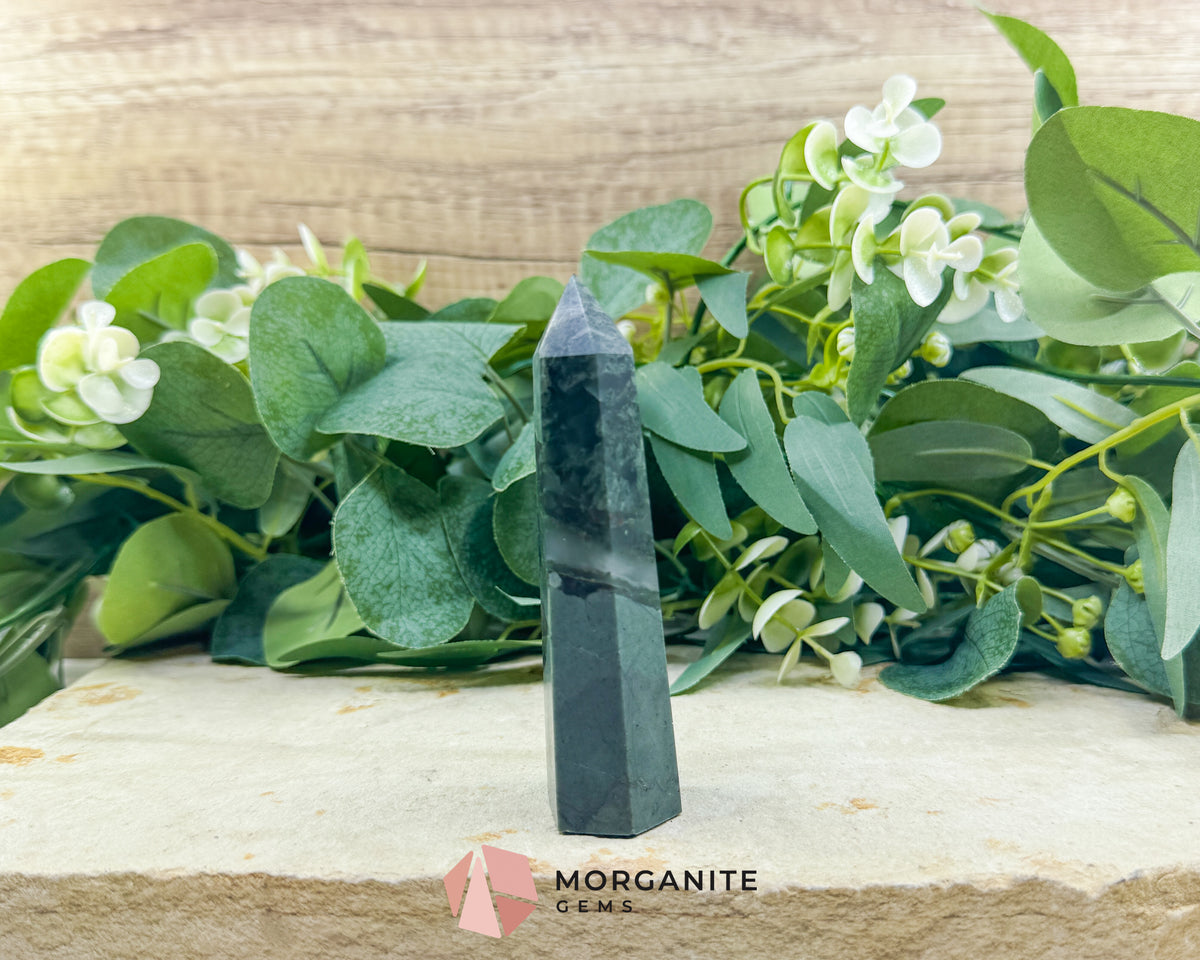 Bloodstone Tower Point 4 Inch Crystal Obelisk for Grounding Courage Vitality & Strength