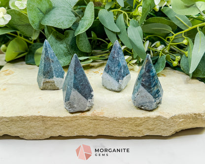 Blue Green Kyanite Rough Cut Base Point 2.5 Inch Crystal Tower for Throat Heart Chakra Meditation