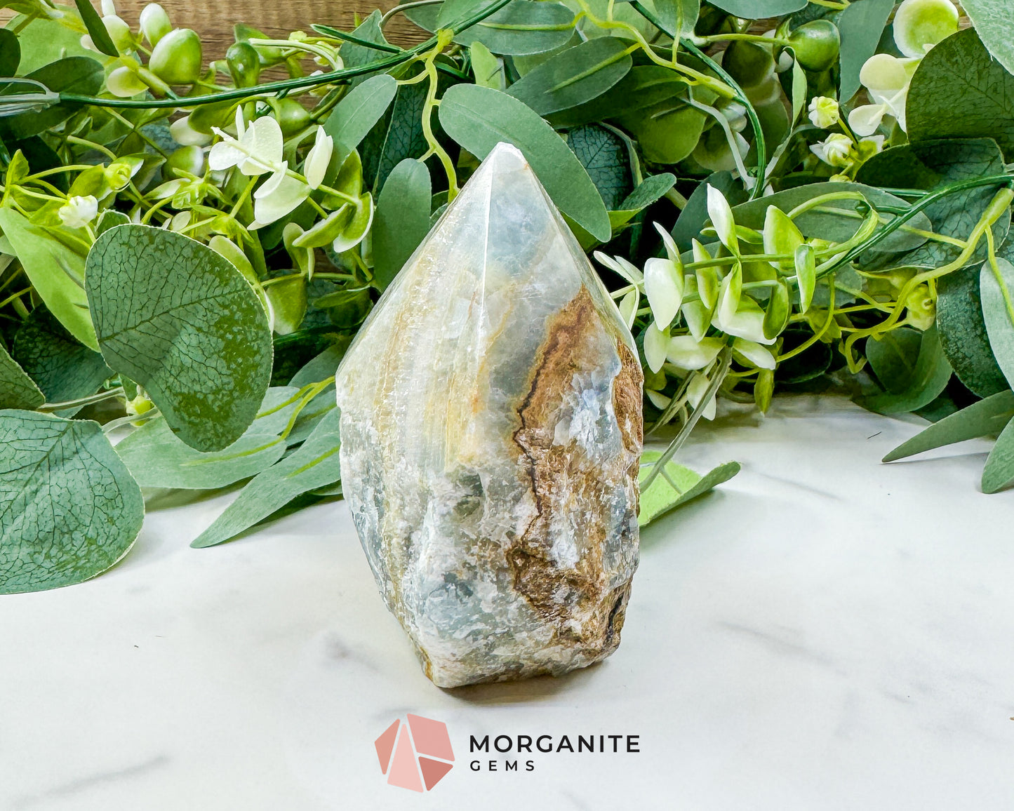 Blue Onyx Half Rough Cut Base Point – Grounding & Calming Energy Crystal