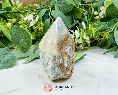 Blue Onyx Half Rough Cut Base Point – Grounding & Calming Energy Crystal