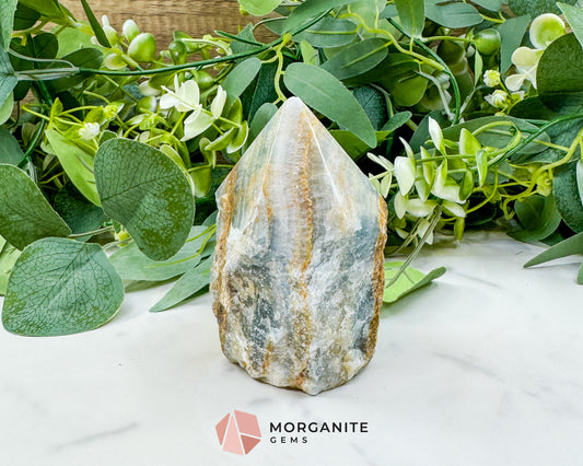 Blue Onyx Half Rough Cut Base Point – Grounding & Calming Energy Crystal