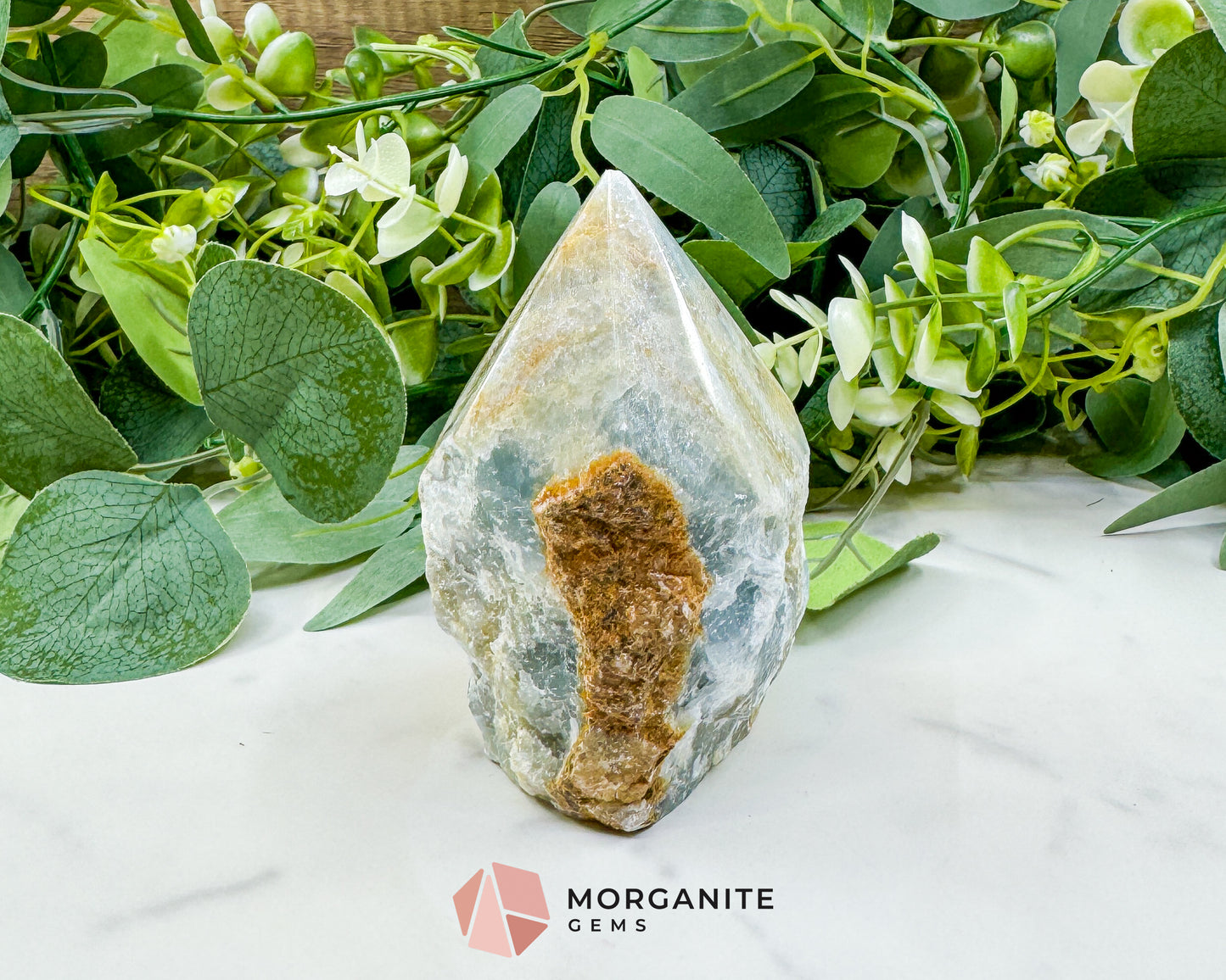 Blue Onyx Half Rough Cut Base Point – Grounding & Calming Energy Crystal