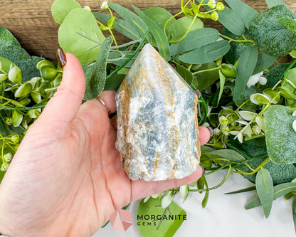 Blue Onyx Half Rough Cut Base Point – Grounding & Calming Energy Crystal