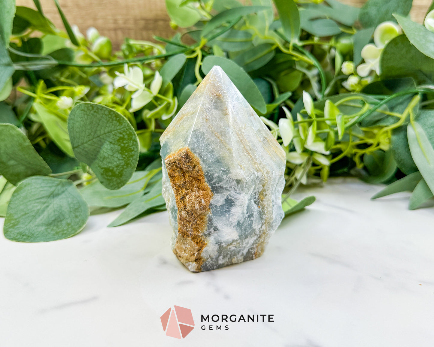 Blue Onyx Half Rough Cut Base Point – Grounding & Calming Energy Crystal