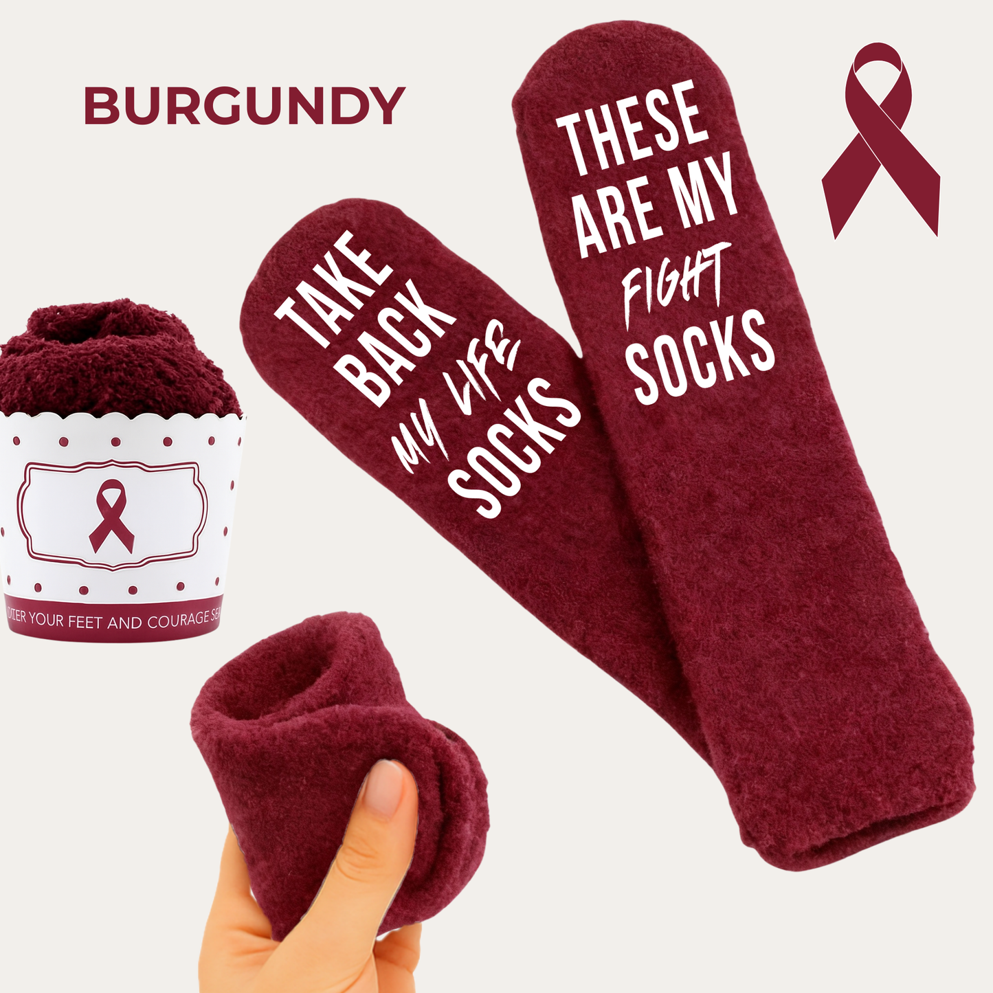 Cancer Support Sock Cupcakes – Awareness Socks in Gift-Ready Cupcake