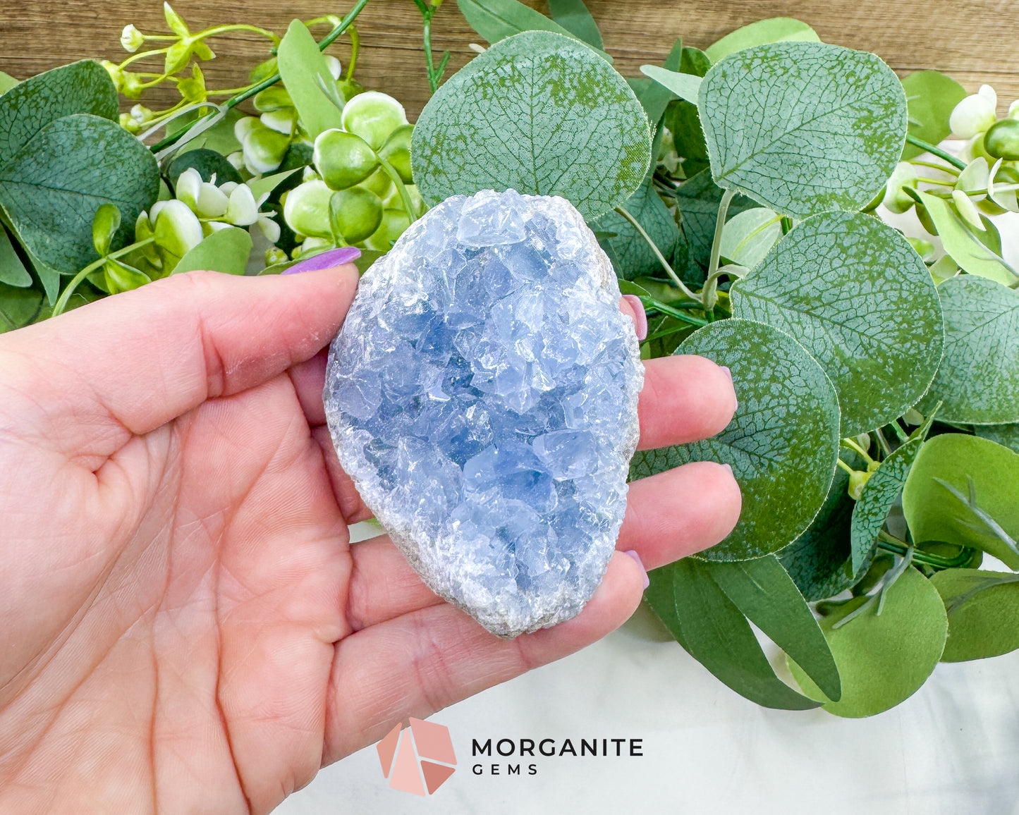 Raw Celestite Cluster No. 11 – Sky Blue Geode Specimen for High Vibration & Inner Peace