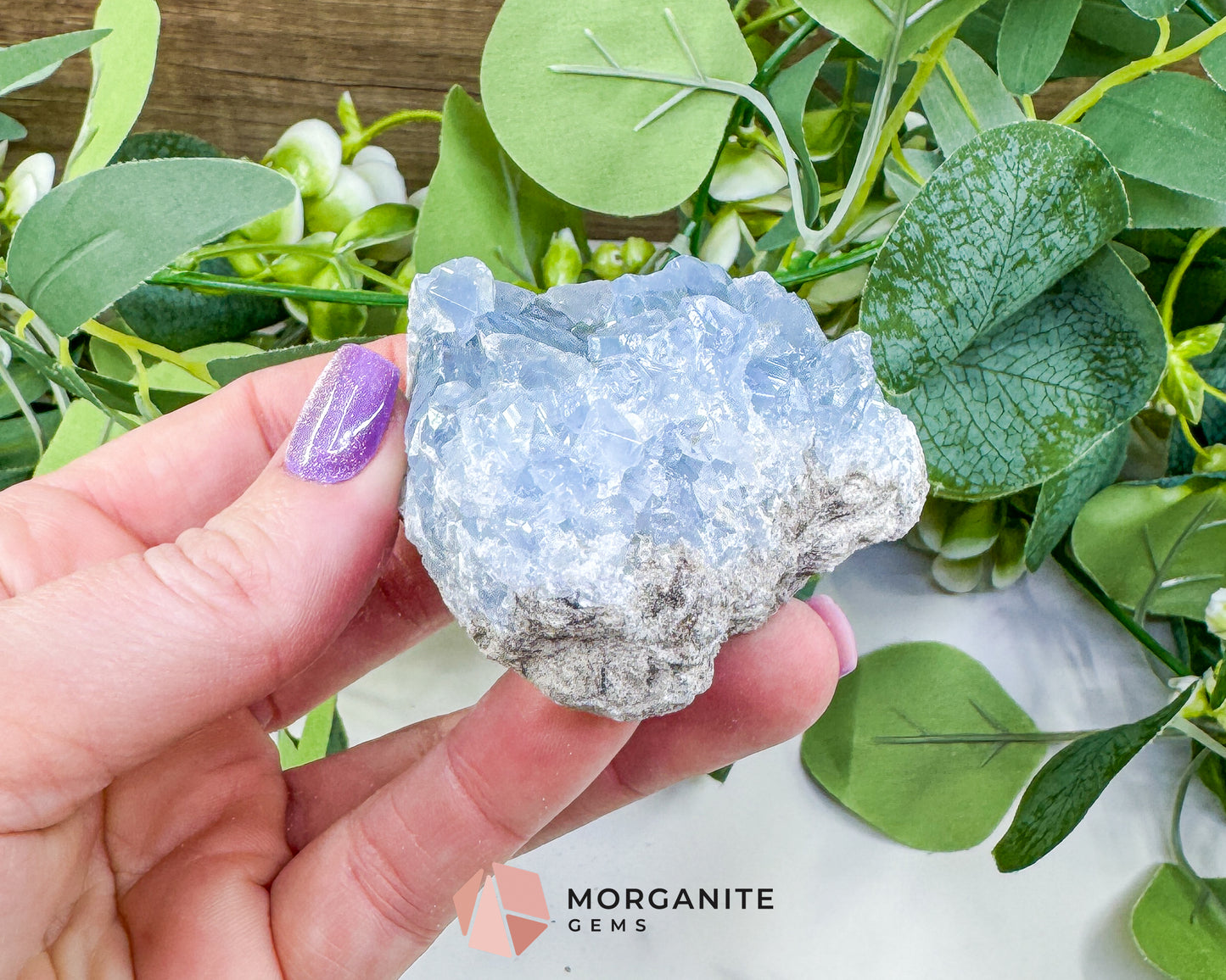 Raw Celestite Cluster No. 5 – Sky Blue Geode Specimen for High Vibration & Inner Peace