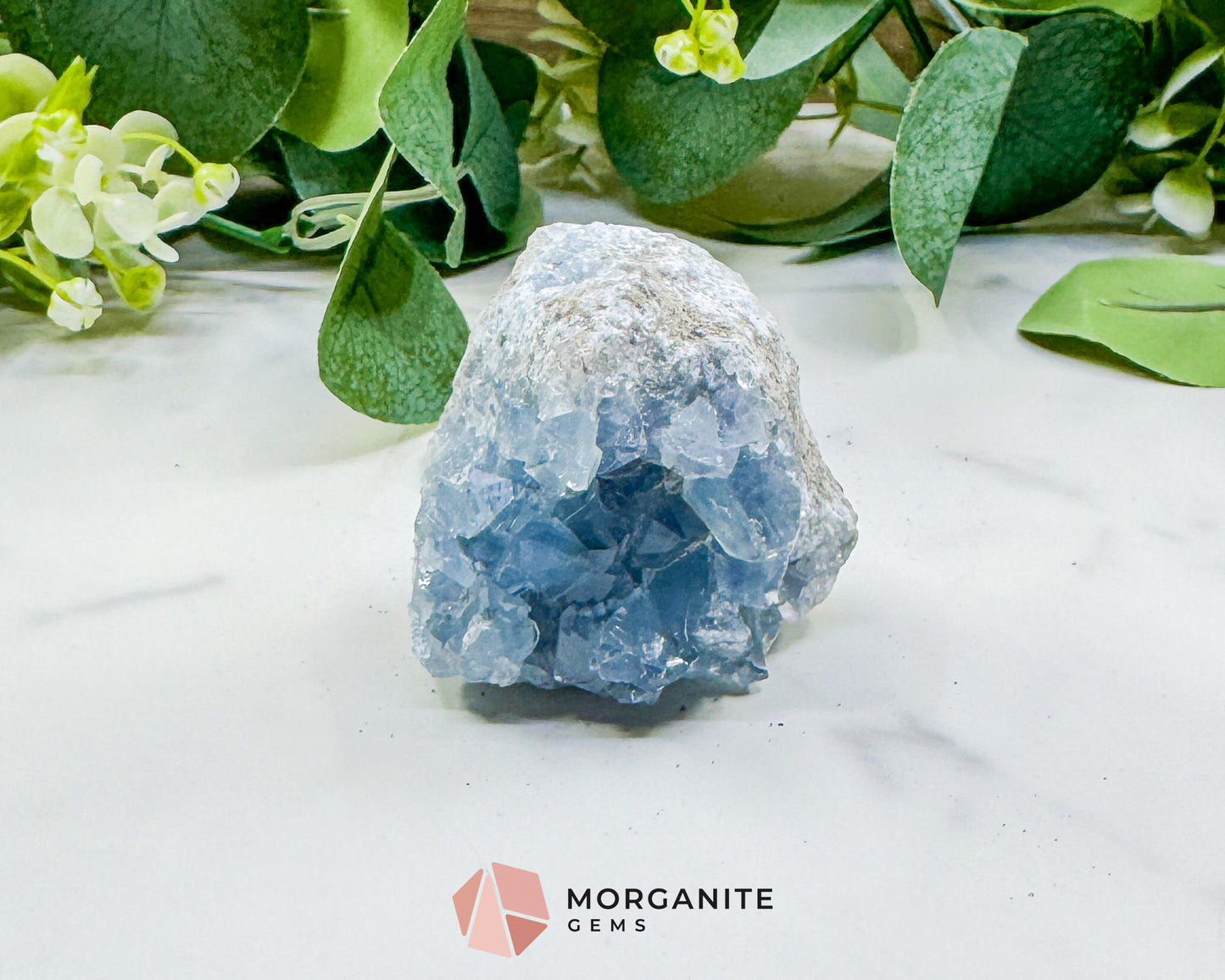 Raw Celestite Cluster No. 5 – Sky Blue Geode Specimen for High Vibration & Inner Peace