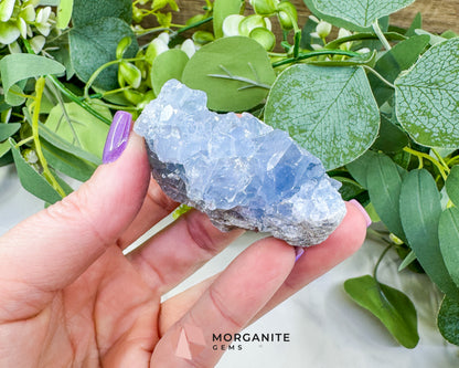 Raw Celestite Cluster No. 6 – Sky Blue Geode Specimen for High Vibration & Inner Peace
