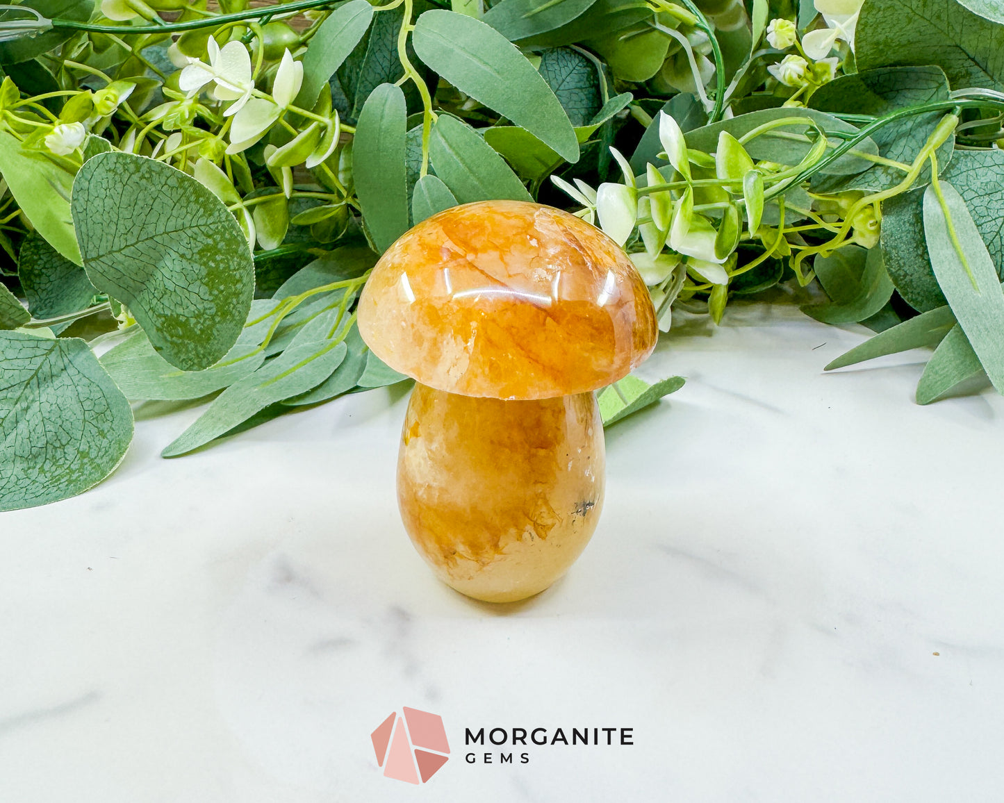 Large 3" Golden Quartz Crystal Mushroom – Polished Yellow Quartz Sculpture – 9oz Hand-Carved Gemstone for Confidence, Joy, & Solar Plexus Energy