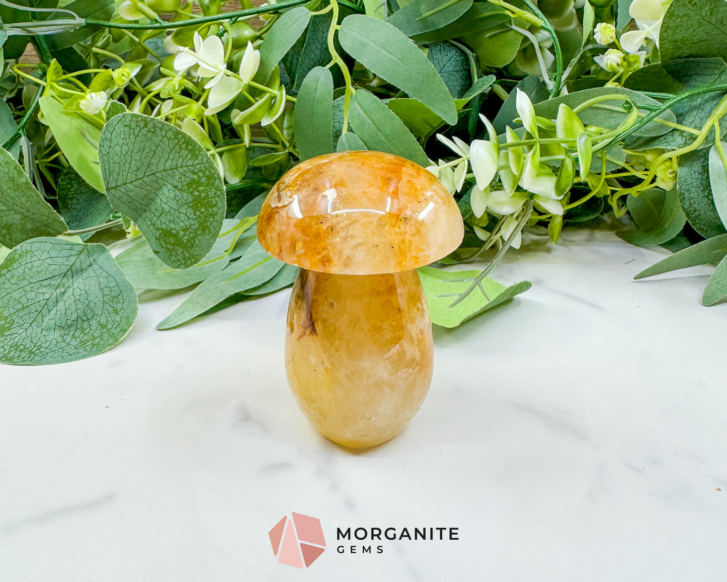 Large 3" Golden Quartz Crystal Mushroom – Polished Yellow Quartz Sculpture – 9oz Hand-Carved Gemstone for Confidence, Joy, & Solar Plexus Energy
