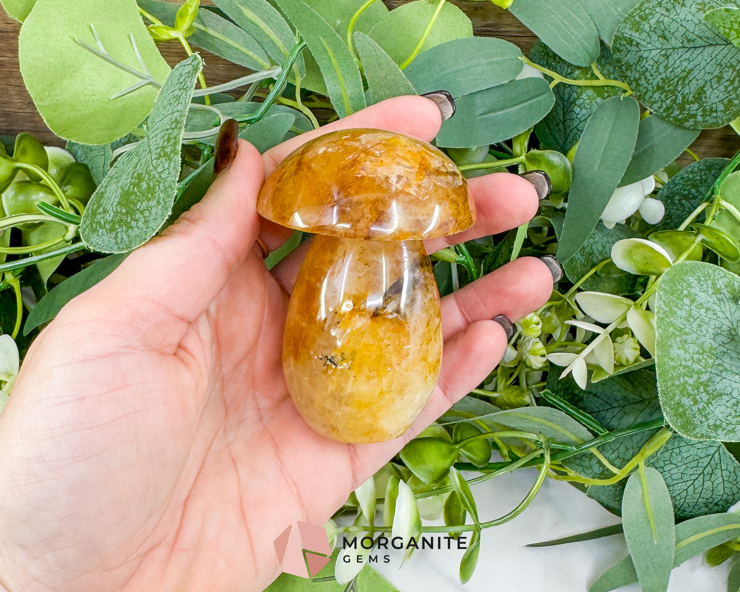 Large 3" Golden Quartz Crystal Mushroom – Polished Yellow Quartz Sculpture – 9oz Hand-Carved Gemstone for Confidence, Joy, & Solar Plexus Energy