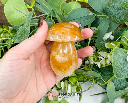 Large 3" Golden Quartz Crystal Mushroom – Polished Yellow Quartz Sculpture – 9oz Hand-Carved Gemstone for Confidence, Joy, & Solar Plexus Energy