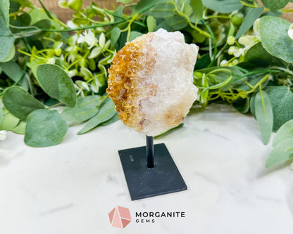 Raw Citrine on Metal Stand – Natural Healing Crystal for Abundance, Positivity & Energy