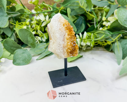Raw Citrine on Metal Stand – Natural Healing Crystal for Abundance, Positivity & Energy
