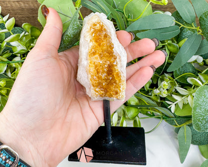 Raw Citrine on Metal Stand – Natural Healing Crystal for Abundance, Positivity & Energy