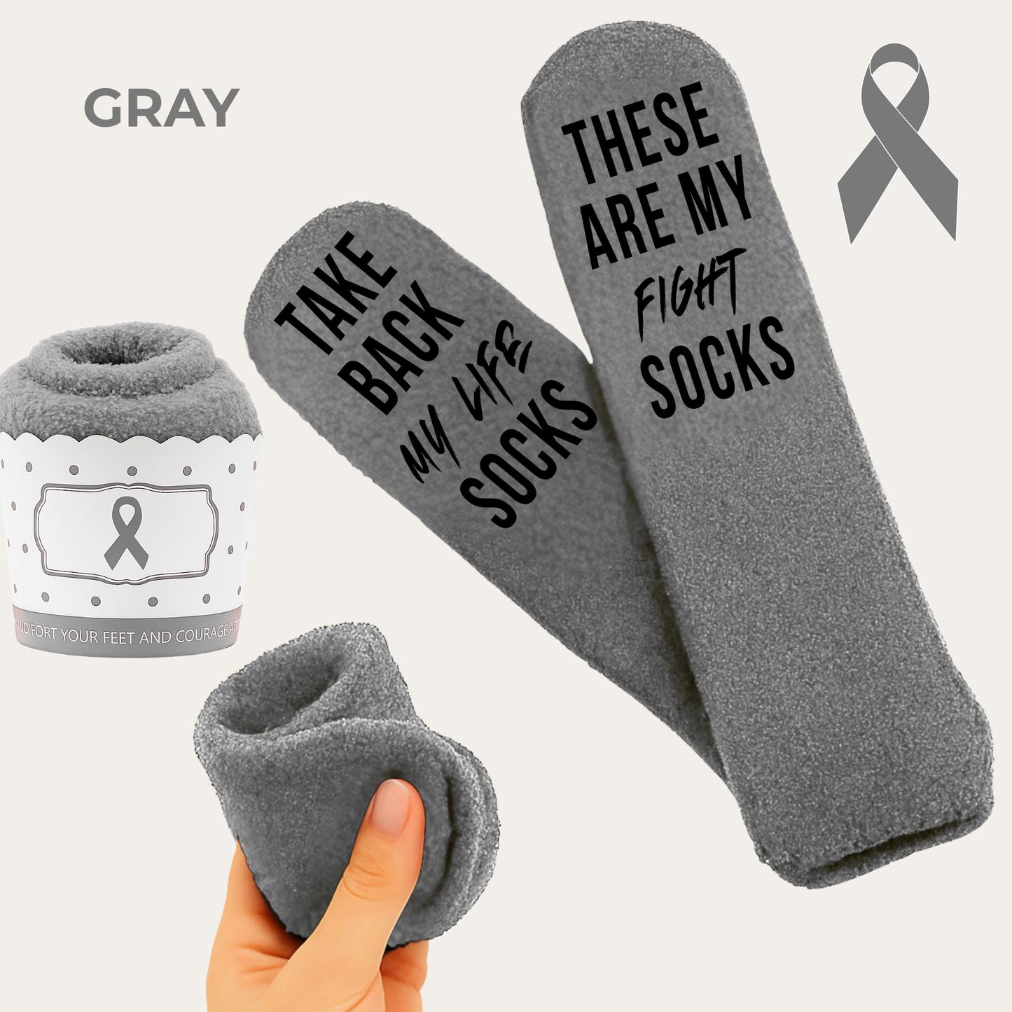 Cancer Support Sock Cupcakes – Awareness Socks in Gift-Ready Cupcake
